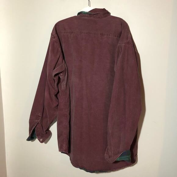 Vintage LL Bean flannel lined long sleeve chore shirt purple distressed worn in - Picture 1 of 13